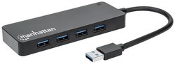 4-portowy hub Manhattan USB 3.2 Gen 1 USB-A męski na 4 x USB-A żeński Hub USB 3.0 Manhattan    czarny
