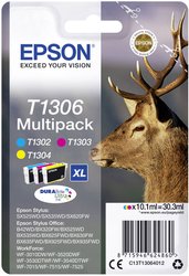 Epson atrament T1306 tusz oryginalny Combi-Pack Cyjan, Magenta, Żółty C13T13064012