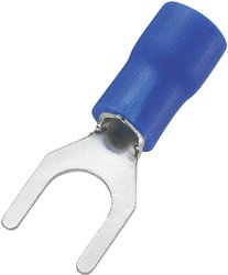 TRU COMPONENTS 745325 Złącze widełkowe 1.50 mm² 2.50 mm² Ø otworu=5.3 mm Izolowane częściowo niebieski 100 szt.