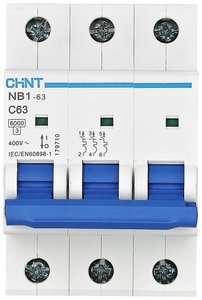 Wyłącznik automatyczny Chint NB1-63 3P C10 6kA DB 179698, 3 styki, 240 V, 415 V, 10 A