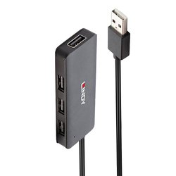 Lindy 42986 Koncentrator interfejsu USB 2.0 480 Mbit/s Czarny Hub USB 2.0 LINDY 42986 4 Porty czarny