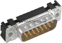 Listwa Pin męska do zabudowy z klipsem zatrzaskowym D-SUB 09 65 161 7712 Harting, 1 szt.