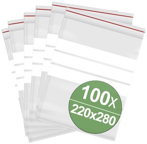 Woreczek strunowy z paskiem opisowym Quadrios 23SA075 (S x W) 220 mm x 280 mm przeźroczysty polietylen