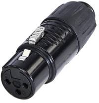 3-pinowy adapter, TINY, lutowane zaciski, męski na żeński, czarna chromowana obudowa, pozłacane styki Adapter XLR RA3FT-B złącze męskie Mini-XLR - złącze żeńskie mini-XLR Rean AV RA3FT-B 1 szt.