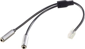 SpeaKa Professional SP-8832404  RJ10 Telefon Przejściówka, adapter [1x złącze męskie RJ10 4p4c - 2x złącze żeńskie pozłacane 3,5 mm, złącze żeńskie pozłacane 3,5 mm] czarny