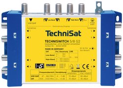 Multiprzełącznik SAT TechniSat Techniswitch 5/8 G2,  DC-NT Wejścia (multi-switch): 5 (4 sat/ 1 naziemne) Ilość uczestników: 8
