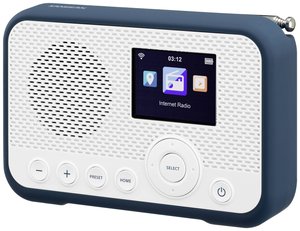 Radio internetowe kieszonkowe Sangean WFR-39 Internet, DAB, UKW obsługa Spotify, funkcja budzika, wielokrotne ładowanie biały, niebieski
