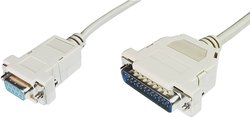 Kabel szeregowy Digitus AK-580105-030-E, [1x złącze męskie D-SUB 25-pin - 1x złącze żeńskie D-SUB 9-pin], 3.00 m
