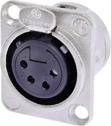 Złącze męskie XLR NC4FD-L-1 Neutrik NC4FD-L-1 złącze żeńskie z kołnierzem, wyjście proste Ilość styków: 4 srebrny 1 szt.