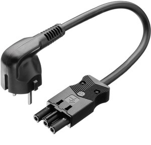 Adapter przyłączeniowy sieci zasilania złącze żeńskie zasilania - złącze męskie z uziemieniem, kątowe Adels-Contact AC 166 NLCGB/315 200 2 + PE czarny 2.00 m 1 szt.