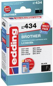 Edding Tusz Zamiennik Brother LC-980BK Czarny, Czarny  atrament Edding EDD-434 18-434, 1 szt.