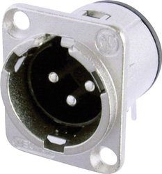 Złącze męskie XLR NC3MD-H Neutrik NC3MD-H złącze męskie z kołnierzem, wyjście kątowe Ilość styków: 3  srebrny 1 szt.