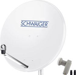 Zestaw Schwaiger SPI9960SET2 SAT (75 cm + podwójne LNB) dla maksymalnie dwóch uczestników Schwaiger SPI9960SET2 Antena satelitarna bez odbiornika Ilość uczestników: 2 80 cm