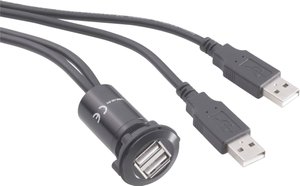 Podwójne gniazdo do zabudowy USB 2.0 TRU COMPONENTS USB-06-BK 1229322, 1 szt.