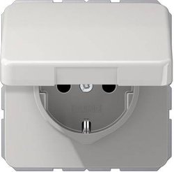 Jung CD1520BFKLLG Gniazdo uziemienia 16A 250V pokrywa na zawiasach nietłukąca szara Gniazdo sieciowe z klapką Jung CD1520BFKLLG szary
