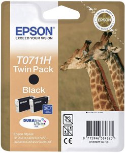 Zestaw tuszy KMP E107D = 2X EPSON T071140, zamiennik, czarny