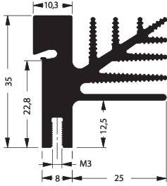 Radiator żeberkowy Fischer Elektronik SK 482 100 SA + 4X THFU 2 3.25 K/W