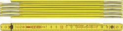 Drewniana miara składana 2 m, żółta Przymiar liniowy BMI  972900200