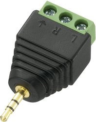 Złącze jack 2,5 mm, wtyk prosty, ilość biegunów: 3 Stereo, czarne LT-PJ-2.5 1 szt.
