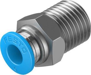 Łącznik prosty FESTO QS-1/4-6    Średnica rury: 6 mm  Rozmiar gwintu: R1/4 1 szt.