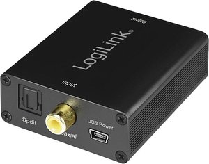 Kabel koncentryczny i Toslink na analogowy wtyk jack L/R i wtyk jack 3,5 mm Konwerter audio LogiLink CA0101  Toslink / Cinch / Jack Audio Przejściówka, adapter  czarny