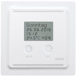 Termostat higrostat z czujnikiem radiowym w wersji E-Design55 z wyświetlaczem w kolorze polar biały połysk FUTH55ED/230V-pg Eltako Higrostat Zasięg maksymalny 30 m