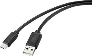 Kabel połączeniowy USB 2.0 USB-C ™ na USB-A Renkforce z powierzchnią antybakteryjną 1 m czarny Kabel USB Renkforce RF-4699378, USB 2.0, Złącze męskie USB-C®, Złącze męskie USB-A, 1.00 m