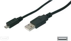 Kabel USB Digitus AK-300127-010-S, USB 2.0, Złącze męskie USB-A, Złącze męskie USB Micro-B, 1.00 m