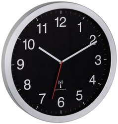 TFA Dostmann 60.3545.01 Sterowany radiowo Zegar ścienny 400 mm x 50 mm x 400 mm  srebrny duży wyświetlacz
