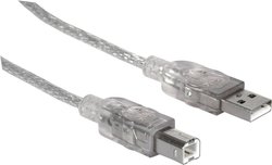 Manhattan Hi-Speed USB B Kabel USB 2.0 Typ A Męski - Typ B Męski 480 Mbps 1,8 m Srebrny Kabel USB Manhattan, USB 2.0, Złącze męskie USB-A, Złącze męskie USB-B, 1.80 m