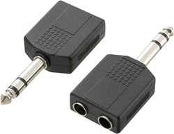 SpeaKa Professional SP-7870192  Jack Audio Adapter Y [1x złącze męskie jack 6,3 mm - 2x złącze żeńskie jack 6,3 mm] czarny