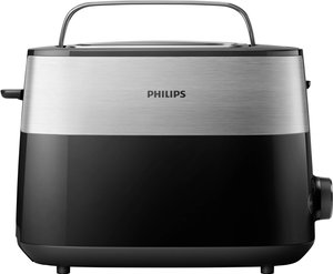 Philips Toster Daily HD2516 / 90, ze zintegrowaną przystawką do bułek, regulowanymi poziomami pieczenia 8, czarny Toster Philips HD2516/90 Daily