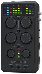 Kompaktowy interfejs audio/MIDI z 4 wejściami i 2 wyjściami dla systemów iOS, Android, MAC i PC Interfejs audio IK Multimedia iRig Pro Quattro I/O