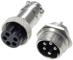 Złącze męskie okrągłe 453554, styki:5, 60 V/AC, 5 A, 1 zest.