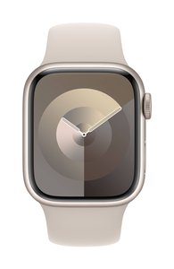 Apple Watch Series 9 GPS 41 mm Aluminiowa obudowa Starlight z paskiem sportowym Starlight – M/L Apple Watch Series 9 GPS 41 mm Obudowa aluminiowa Opaska sportowa Gwiezdne światło M/L