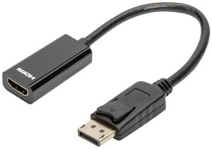 Kabel adaptera DisplayPort, DP - HDMI typ A M/F, 0,15m, zestaw 10 sztuk, Full HD, CE, blk  Przejściówka, adapter Digitus AK-990903-002-S AK-990903-002-S, 0.15 m