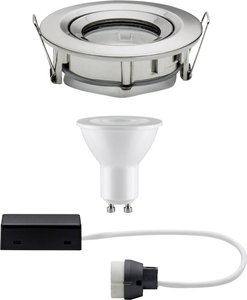 Oprawa wpuszczana LED Nova Plus pojedyncza oprawa obrotowa IP65 około 93mm 30° GU10 7W 230V 2700K szczotkowane żelazo Wbudowane oświetlenie łazienkowe Paulmann Nova 92899 LED GU10 7 W żelazowy (szczotkowany) 460 lm