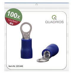 Końcówki kablowe oczkowe, zestaw 100 szt., M4, przekrój 1,5 - 2,5 mm² Quadrios 22C446 Końcówka oczkowa 1 zest.