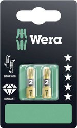 Bit krzyżakowy PZ 2 Wera 855/1 BDC SB SiS 05073339001 stal narzędziowa z diamentową powłoką D 6.3 2 szt.