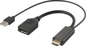Przejściówka, adapter HDMI, DisplayPort Renkforce RF-4777274 RF-4777274, [1x złącze męskie HDMI, złącze męskie USB-A 2.0 - 1x złącze żeńskie DisplayPort]