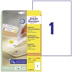 Avery-Zweckform L4735REV-25 Etykieta uniwersalna 210 x 297 mm Papier biały 30 szt. Z możliwością usunięcia Drukarka atramentowa, Drukarka Laserowa, Drukarka Laserowa, kolorowa, Kopiarka, Drukarka z funkcją kopiowania w kolorze, Drukarka etykiet