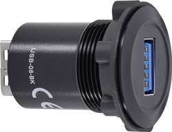 Gniazdo USB 3.0 do zabudowy TRU COMPONENTS USB-08-BK 1243949, 1 szt.