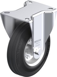 Rolka obrotowa przykręcana 125 mm gumowa, uchwyt z blachy stalowej, na łożysku ślizgowym