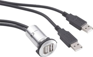 Podwójne gniazdo USB do zabudowy TRU COMPONENTS USB-06 1229315, 1 szt.