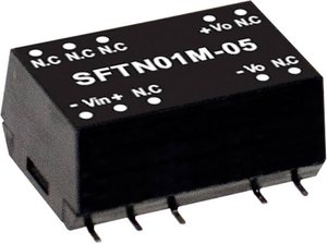 Moduł przetwornicy SMD DC/DC MeanWell serii SFTN01 SMD Case Single Output: Moc 1:1 kW Moduł przetwornicy DC/DC Mean Well SFTN01N-12 SFTN01N-12, 1 W, 84 mA, 1 szt.