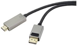 Renkforce DisplayPort / HDMI Kabel połączeniowy Złącze DisplayPort, Wtyczka HDMI-A 2.00 m czarny UHD 8K @ 60 Hz, UHD 4K @ 120 Hz RF-4995156 Kabel DisplayPort