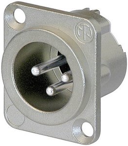 Gniazdo XLR z kołnierzem Neutrik NC3MD-LX, 3-pin, 16 A, niklowe
