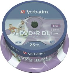 Verbatim DVD+R DL 8,5 GB 8x 25 szt. na szpuli DVD+R DL Verbatim 43667 25 szt.