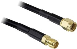 Kabel przedłużający anteny WiFi Delock, [1x złącze męskie RP-SMA - 1x złącze żeńskie RP-SMA], 2.00 m, czarny