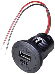 Zasilanie USB-C/A podwójne gniazdo PD/QC bez diody LED ProCar 67353551 Obciążalność prądu maks.: 2.2 A 12 - 24 V/DC